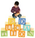 Three Year Old Boy Playing on Alphabet Blocks Royalty Free Stock Photo