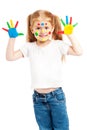 Three Year Old Gilr With Brightly Painted Hands