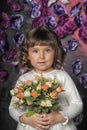 girl with a bouquet of roses Royalty Free Stock Photo