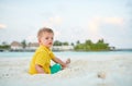 Three year old toddler boy on beach Royalty Free Stock Photo