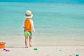 Three year old toddler playing on beach Royalty Free Stock Photo