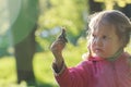 Three years old preschooler girl with short