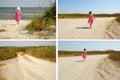 Three years old walking towards beach