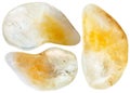 Three yellow citrine gemstones isolated on white Royalty Free Stock Photo