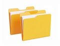 Three yellow file folders with papers, isolated on transparent background Royalty Free Stock Photo