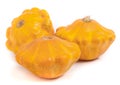 Three yellow pattypan squash isolated on white background Royalty Free Stock Photo