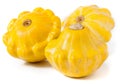 Three yellow pattypan squash isolated on white background Royalty Free Stock Photo