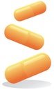 Three yellow pills Royalty Free Stock Photo