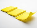 Three yellow post-it notes isolated on white background Royalty Free Stock Photo