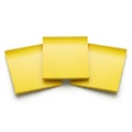 Three yellow post-it notes isolated on white background Royalty Free Stock Photo