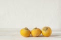 Three yellow raw organic turnips on the white background Royalty Free Stock Photo