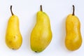 Three yellow ripe pears with shadow isolated pears Royalty Free Stock Photo