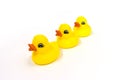 Three of Yellow rubber duck toy on white background, isolated Royalty Free Stock Photo