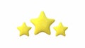 Three Yellow Stars Animation on white background. 3d rendering