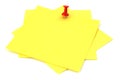 Three yellow sticky notes Royalty Free Stock Photo