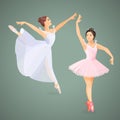 Three young ballet dancers standing in pose flat design Royalty Free Stock Photo