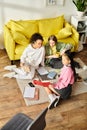 Three young girls of different races Royalty Free Stock Photo