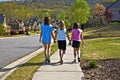 Three Young Girls Walking Royalty Free Stock Photo