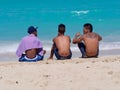 Three Young Men At The Beach In Cuba