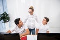 three young teenagers studying Royalty Free Stock Photo