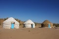 Three yurts in tourist camp