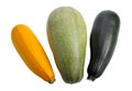 three zucchini of different colors