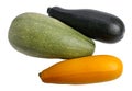 Three zucchini of different colors
