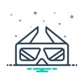 Black mix icon for ThreeD, glasses and cinema Royalty Free Stock Photo