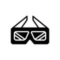 Black solid icon for ThreeD, glasses and cinema