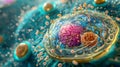 A threedimensional rendering of an animal cell showing the detailed structures and organization of its nuclei lysosomes Royalty Free Stock Photo