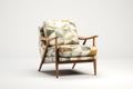 Threequarter View Olive Mid Century Modern Armchair On White Background