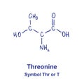 Threonine chemical structure. Vector illustration Hand drawn