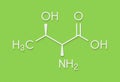 Threonine l-threonine, Thr, T amino acid molecule. Skeletal formula.