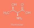 Threonine l-threonine, Thr, T amino acid molecule. Skeletal formula.