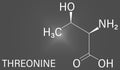 Threonine or l-threonine, Thr, T, amino acid molecule. Skeletal formula.