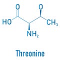 Threonine or l-threonine, Thr, T, amino acid molecule. Skeletal formula.