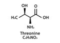 Threonine molecular structure. Threonine skeletal chemical formula. Chemical molecular formula vector illustration Royalty Free Stock Photo