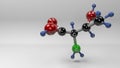 Threonine molecule 3D illustration.