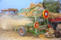 Threshing of wheat in a village Royalty Free Stock Photo