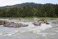 Thresholds and for rapid mountain river Katun. Royalty Free Stock Photo