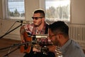 Thrice - Dustin Kensrue and Teppei Teranishi in session Royalty Free Stock Photo