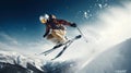 The Thrill of a Jumping Skier in Extreme Winter Sports. Generative AI