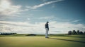 The Thrill of Lining Up a Putt with a Bright Sky Overlooking the Green Course Landscape