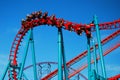 Thrill seekers enjoys a wild roller coaster