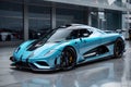 The thrill of speed and luxury with a Yas Marina Blue Koenigsegg Jesko supercar generative Ai