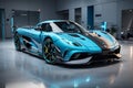 The thrill of speed and luxury with a Yas Marina Blue Koenigsegg Jesko supercar generative Ai