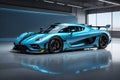 The thrill of speed and luxury with a Yas Marina Blue Koenigsegg Jesko supercar generative Ai