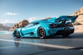 The thrill of speed and luxury with a Yas Marina Blue Koenigsegg Jesko supercar generative Ai