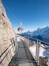 The Thrill Walk at Birg near Schiltorn in the Swiss Alps. It`s a steel pathway built into the mountainside. Royalty Free Stock Photo