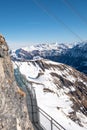 The Thrill Walk at Birg near Schiltorn in the Swiss Alps. It`s a steel pathway built into the mountainside. Royalty Free Stock Photo